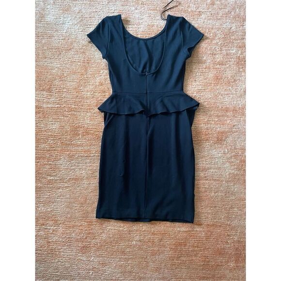 Zara Trafaluc Dress Women Small Black Stretch  Peplum Ruffle Mini Size M - Picture 4 of 9